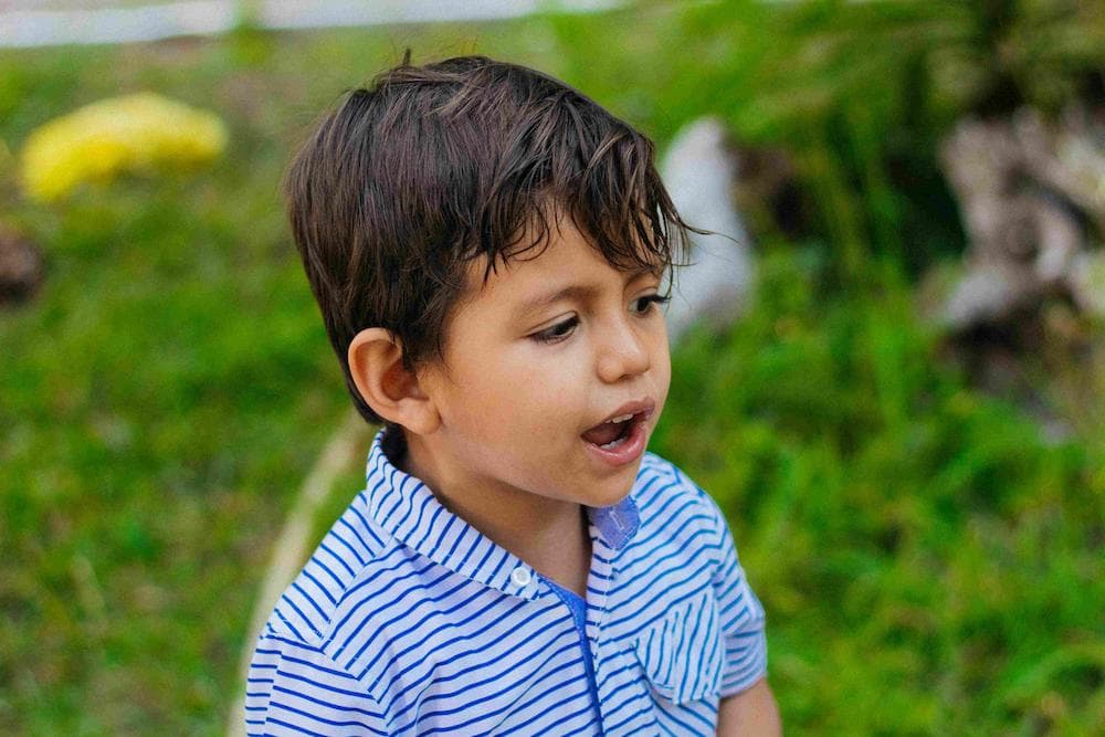 Speech therapist working with child on communication skills